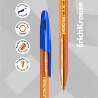Набор ручек шариковых 4 шт, ErichKrause, R-301 Stick Amber узел 0.7 мм, синяя