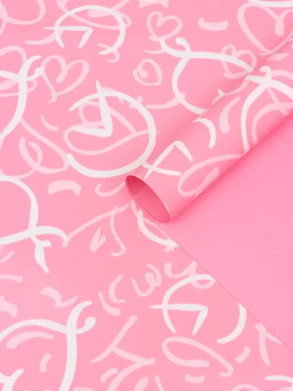 Пленка для цветов, "Сердца", розовая, 57х57 см