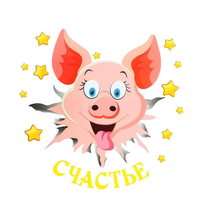 Термонаклейка &laquo;Поросёнок. Счастье&raquo;, 22,5 х 21,5 см, набор 5 шт.