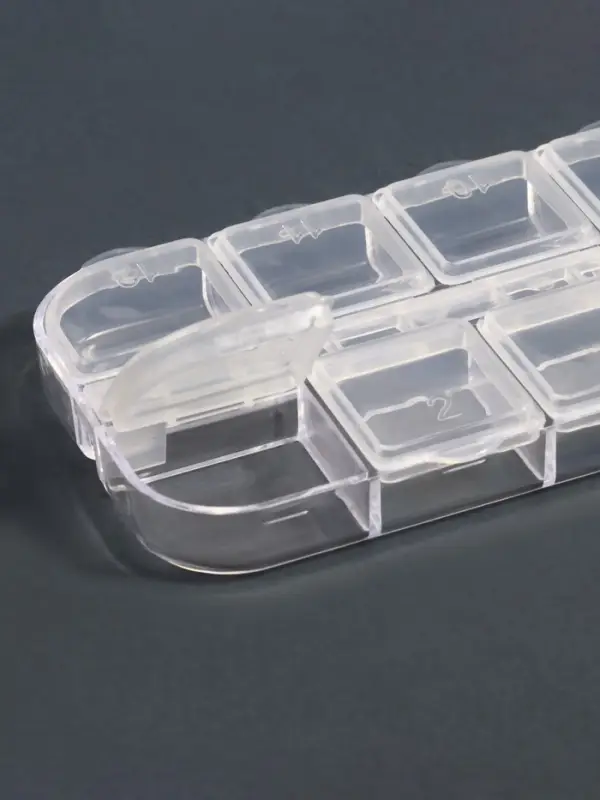 Органайзер для хранения мелочей, 12 ячеек с номерами, 13×5.3×1.3 см, прозрачный Органайзер для хранения мелочей, 12 ячеек с номерами, 13×5.3×1.3 см, прозрачный