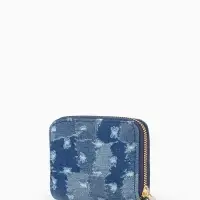 Кошелёк женский на молнии 8.5&times;2&times;11 см, джинсовый, синий