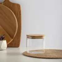 VETTA ЭКО Вуд Банка для хранения 750мл, 10,5х10х10см, стекло, бамбук