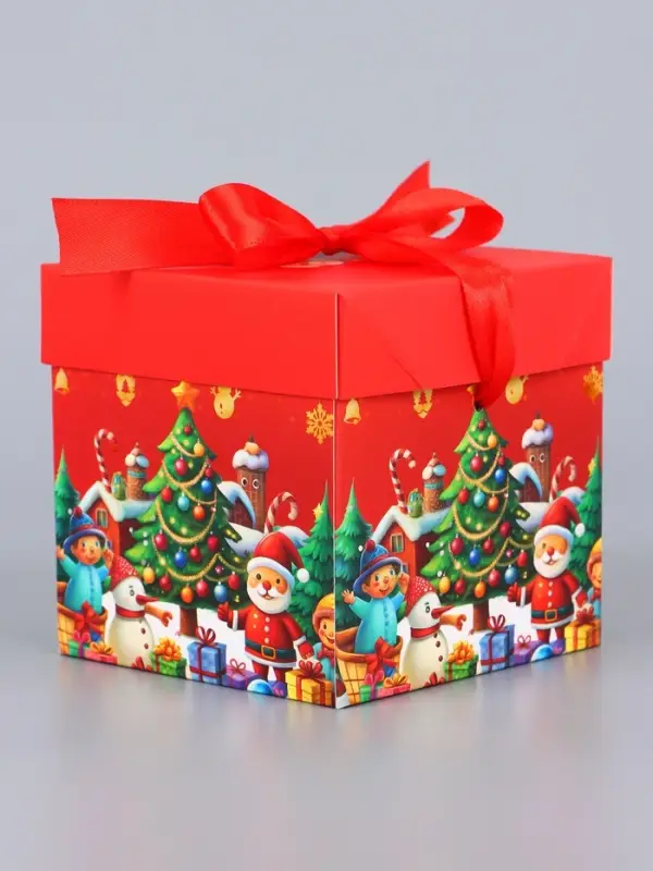 Коробка Самосборная Коробка Самосборная "Новогодний лес" 10х10х10 см