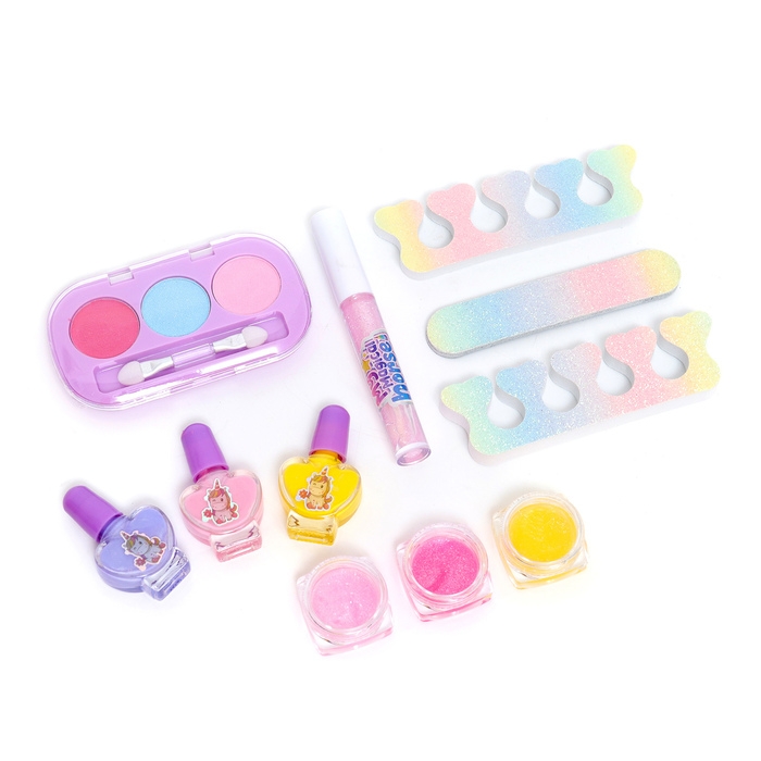 Набор косметики для девочки "Чемодан на колёсах", розовый, с накладными ногтями