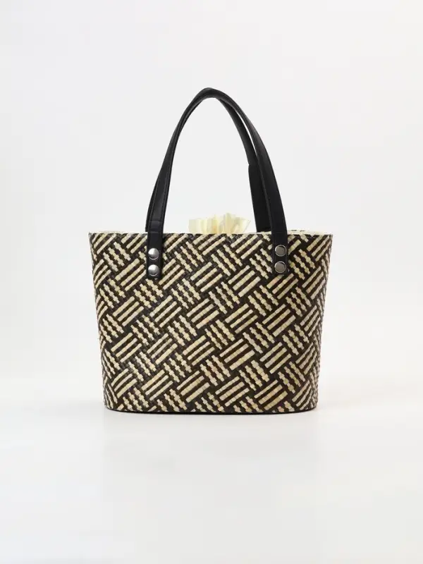 Сумка плетёная из пандана, 27&times;19&times;42 см, бежево-коричневая