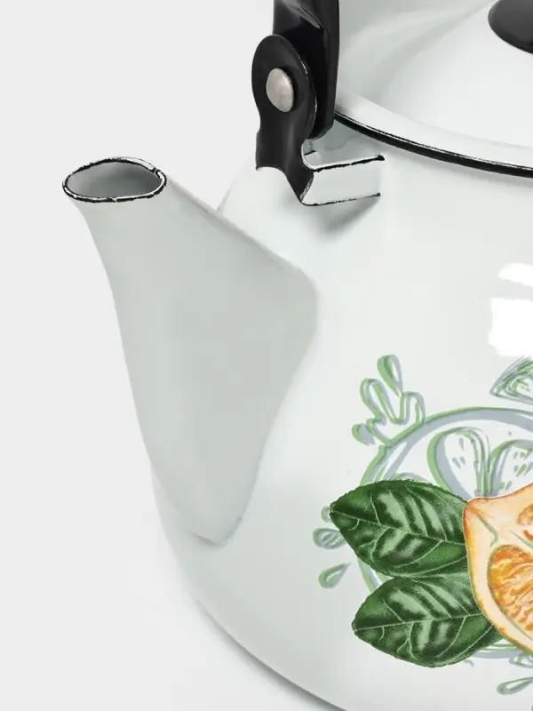 Чайник эмалированный &laquo;Лимонный сет&raquo;, 3 л, металлическая ручка, белый