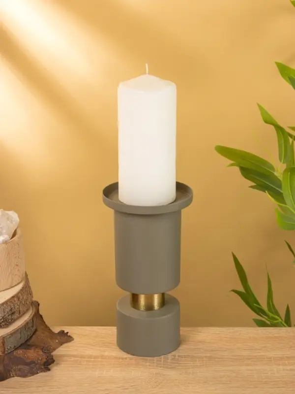 Подсвечник на 1 свечу текстурный "Графитовый" 10,5х10,5х19 см