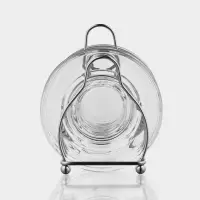 Набор блюдец на металлической подставке "Удобство", 6 блюдец-13 см, 1 подставка, 16х13х15 см   10975