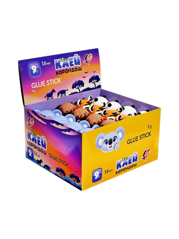 Клей-карандаш PVP 9г Луч ZOO, фигурный колпачок, МИКС Клей-карандаш PVP 9г Луч ZOO, фигурный колпачок, МИКС