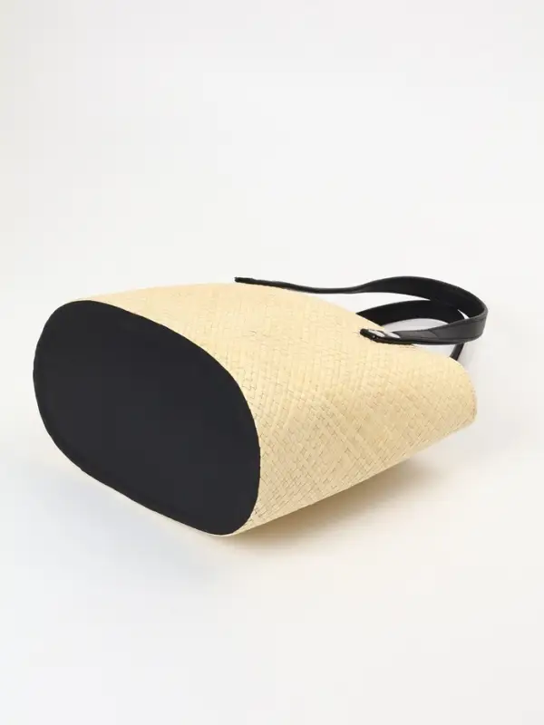 Сумка плетёная из пандана, 29&times;17&times;42 см, бежево-чёрная