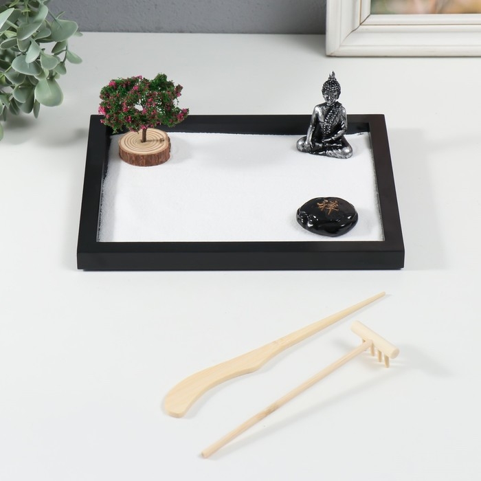 Сад камней Дзен  Сад камней Дзен "Будда с деревом" белый песок 1,3х21,5х17,5 см