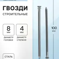 Гвозди ТУНДРА, строительные, ГОСТ 4028-63, без покрытия, 4&times;100 мм, 25 кг