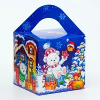 Подарочная коробка Новогодняя Кубик большой «Вечеря» 12×12×12 см