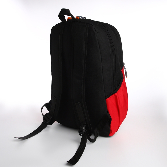 Рюкзак школьный, 2 отдела на молнии, 3 кармана, цвет чёрный/красный Рюкзак школьный, 2 отдела на молнии, 3 кармана, цвет чёрный/красный