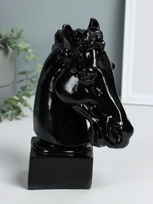 Копилка "Голова коня" высота 25 см, чёрный