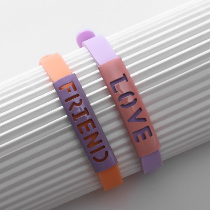 Браслеты парные «Неразлучники» силиконовые, love+friend, цвет МИКС, 20 размер