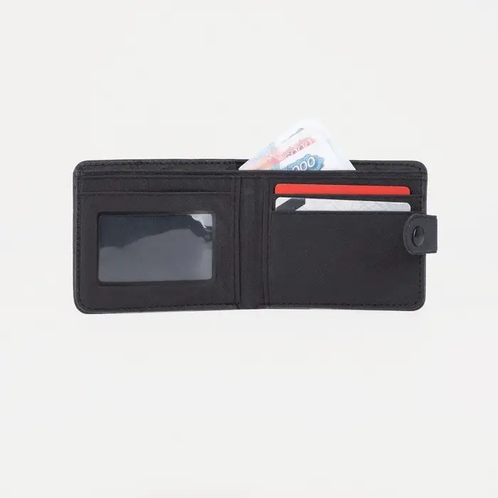 Портмоне мужское на кнопке, отдел для купюр, для карт, цвет чёрный Портмоне мужское на кнопке, отдел для купюр, для карт, цвет чёрный