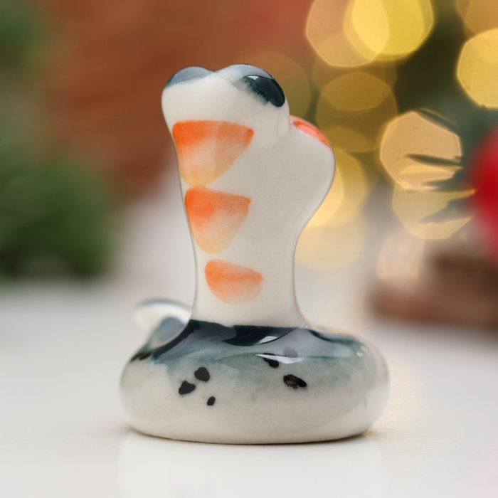 Новый год. Сувенир символ года  Новый год. Сувенир символ года "Змея Пупс", вид 2, гжель, цвет, 4 см