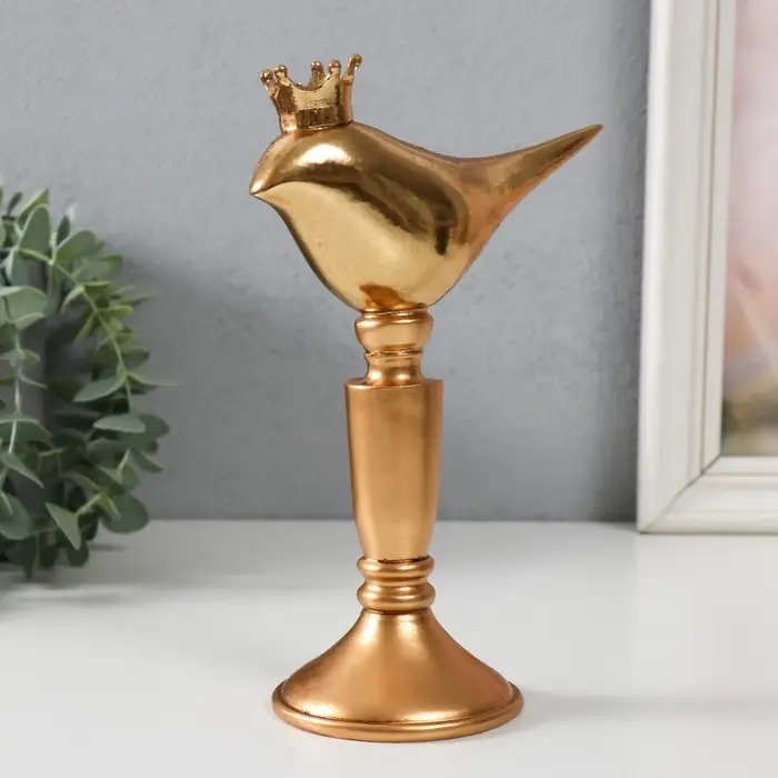Фигура полистоун &laquo;Птица в короне&raquo;, золотая, 14.3&times;8&times;20 см
