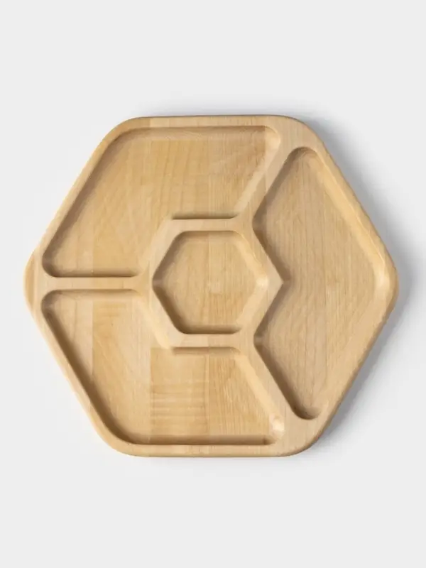 Менажница Доляна &laquo;Ромб&raquo;, 27&times;27 см, 4 секции, дерево берёза