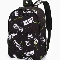 Рюкзак школьный на молнии, с карманами, с абстрактным принтом, 30&times;13&times;42 см, чёрный