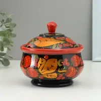 Сахарница дерево хохлома &laquo;Большая&raquo;, 15&times;10 см