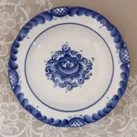 Тарелка &laquo;Цветы&raquo;, глубокая, D=24 см, H=4 см, гжель