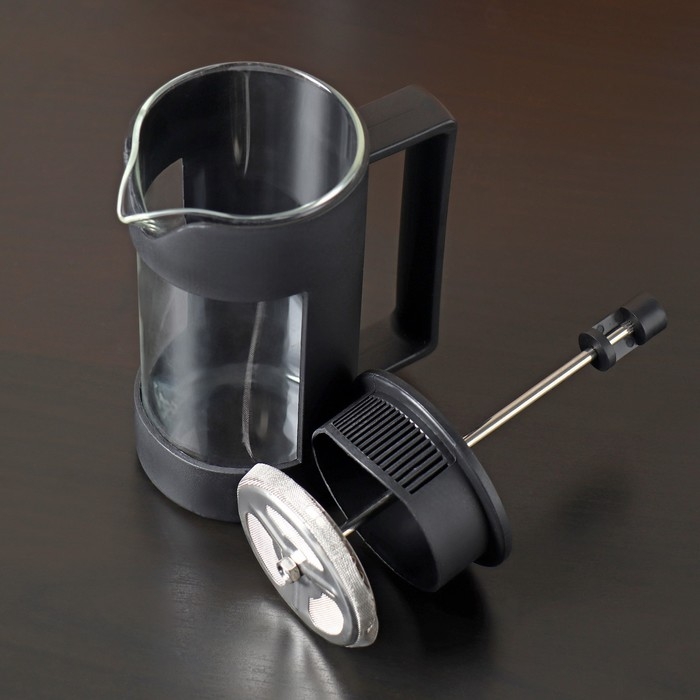 Чайник заварочный френч - пресс «Футуризм», 350 мл, стекло, цвет чёрный Чайник заварочный френч - пресс «Футуризм», 350 мл, стекло, цвет чёрный