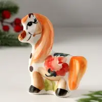 Сувенир Конь с гривой, 8х7,5 см, гжель, цвет