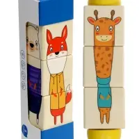 Кубики деревянные на оси «Животные» , 3 кубика Кубики деревянные на оси «Животные» , 3 кубика