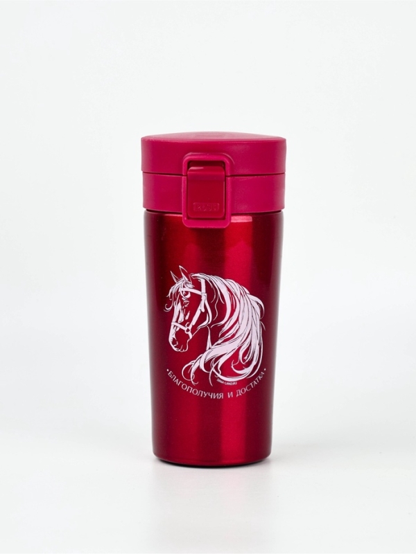 Термостакан с кнопкой  Термостакан с кнопкой "Лошадь", 350 мл