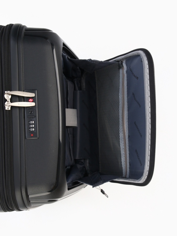 Чемодан 20 Чемодан 20", PP, 38*22*56, отд на молнии, отд/ноут, код замок, 4 колеса, черный