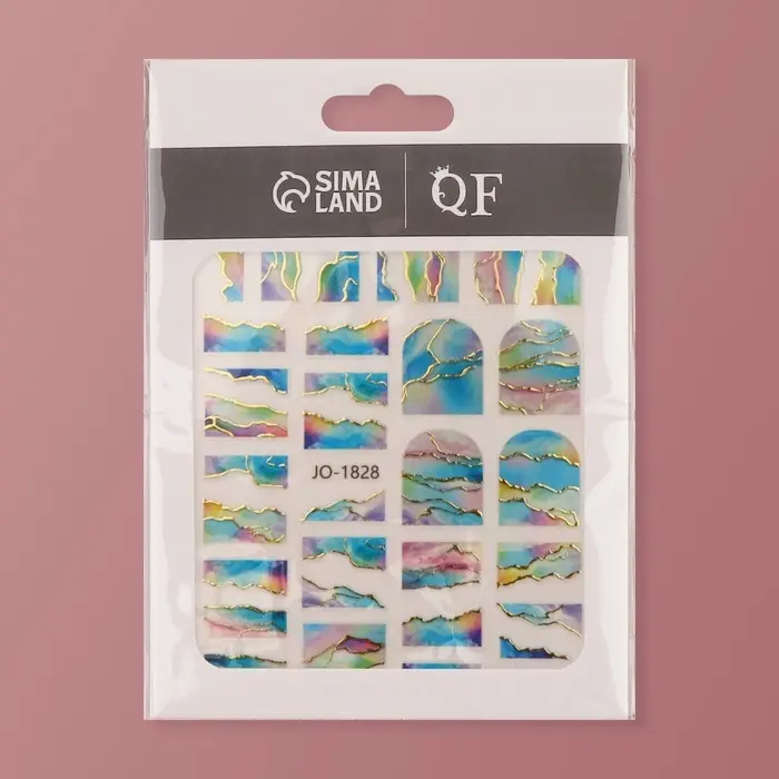 Наклейки для ногтей «Летний закат», фольгированные, голубые, розовые