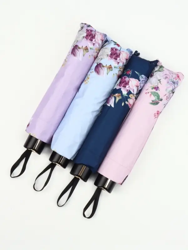 Зонт механический &laquo;Птицы с цветами&raquo;, эпонж, 4 сложения, 10 спиц, R=56/63 см, d=112 см, МИКС