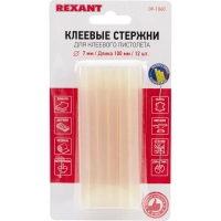 Стержни клеевые REXANT d7.4х100мм прозрачные светящиеся, 12шт. (09-1060)