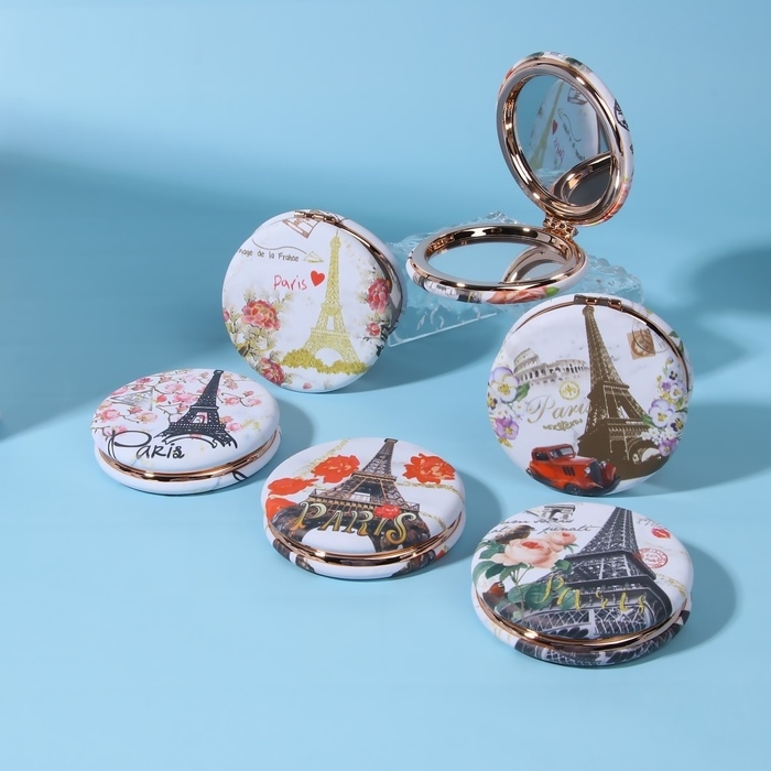 Зеркало складное «Париж», d = 7,5 см, с увеличением, искусственная кожа, рисунок МИКС Зеркало складное «Париж», d = 7,5 см, с увеличением, искусственная кожа, рисунок МИКС