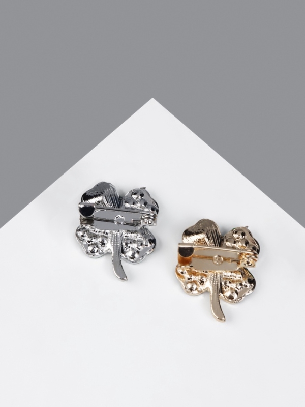 Брошь «Клевер» на удачу, МИКС, (неделимая фасовка 12 шт., цена за шт.)