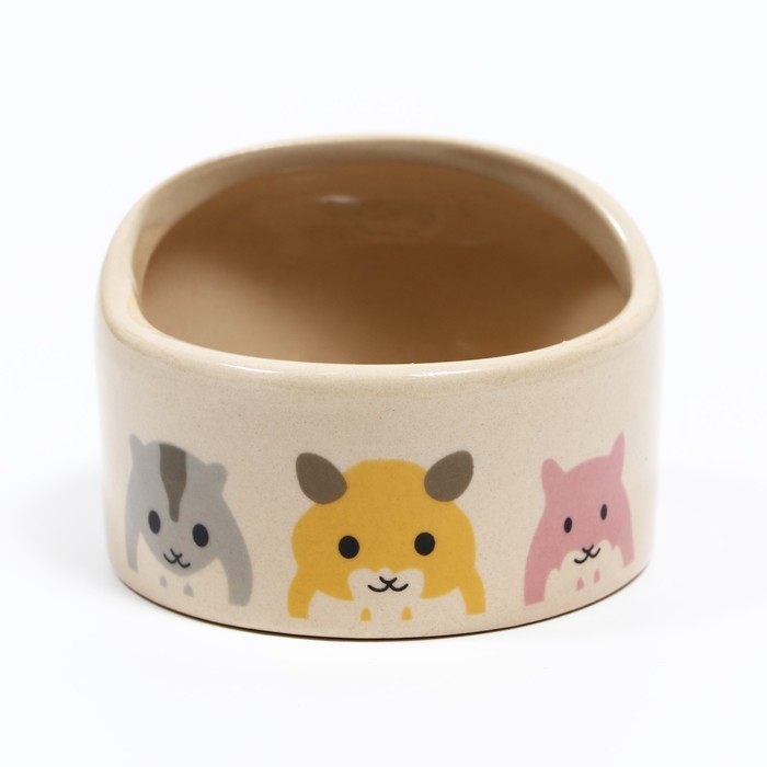 Миска керамическая Миска керамическая "Хомячок" 65мл, 6,3 х 4,5 см, бежевая с принтом