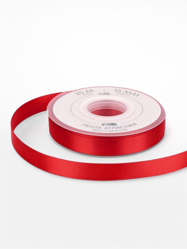 Лента атласная двухсторонняя №0250 15мм*25±1м алый TR Лента атласная двухсторонняя №0250 15мм*25±1м алый TR