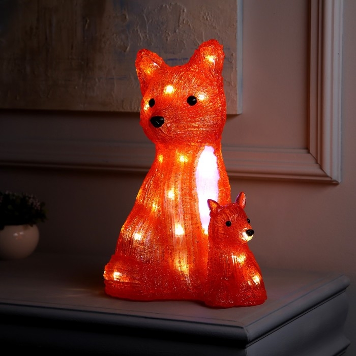 Светодиодная фигура «Лиса с лисёнком» 24 × 35 × 19 см, акрил, 40 LED, 220 В, свечение белое Светодиодная фигура «Лиса с лисёнком» 24 × 35 × 19 см, акрил, 40 LED, 220 В, свечение белое