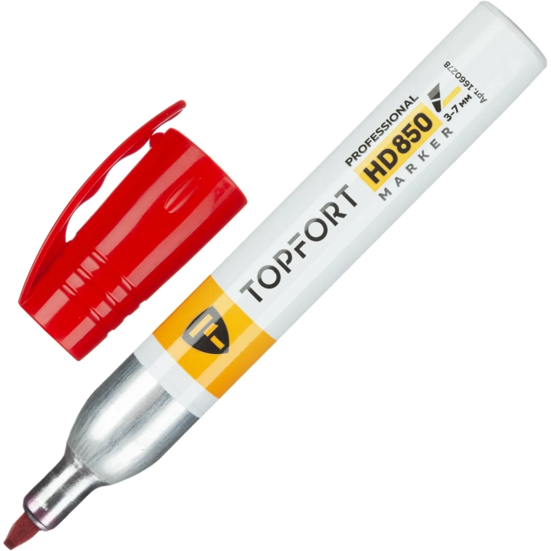 Маркер для агрессивной среды Topfort HD 850 красный 3-7мм скош. наконечник