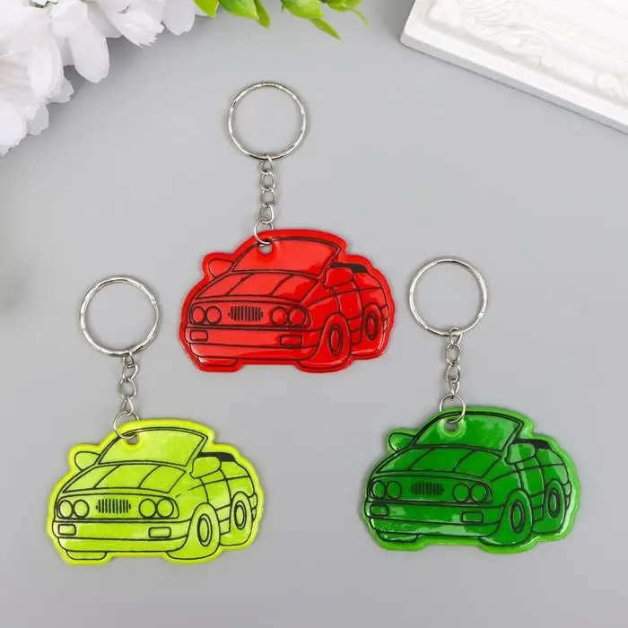 Светоотражающий брелок для ключей на кольце «Автомобиль», пластик, 5.5×3.7 см, МИКС
