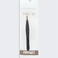 Пинцет скошенный, узкий, 8.5 см, цвет чёрный, золотистый