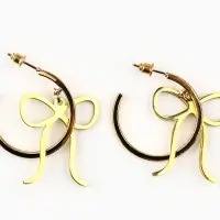 Серьги кольца с подвесом бантом Limited edition, 3 см