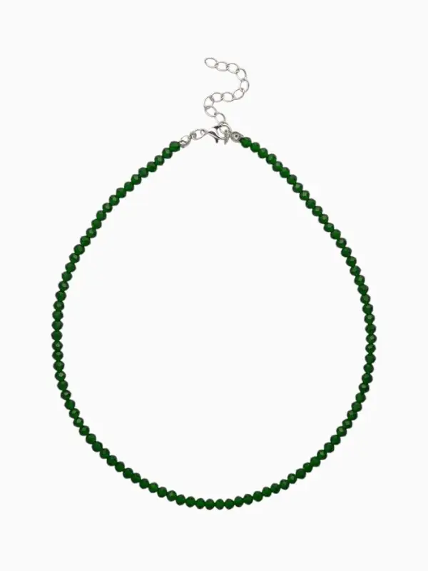 Чокер из бисера «Хрусталь», травяной в серебре, 37 см + 5 см доп, цепочка Чокер из бисера «Хрусталь», травяной в серебре, 37 см + 5 см доп, цепочка