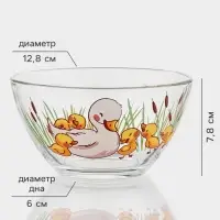 Набор детской посуды &laquo;Утята&raquo;, 3 предмета: кружка, салатник, тарелка, стекло, прозрачный