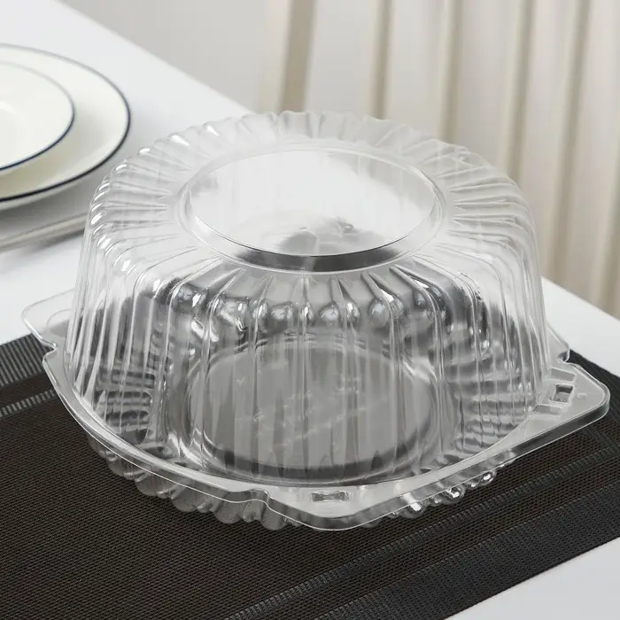 Контейнер для торта одноразовый с неразъёмной крышкой ИП-52 В, 23×11.4 см, внутренний 21×10.1 см, пластик, прозрачный