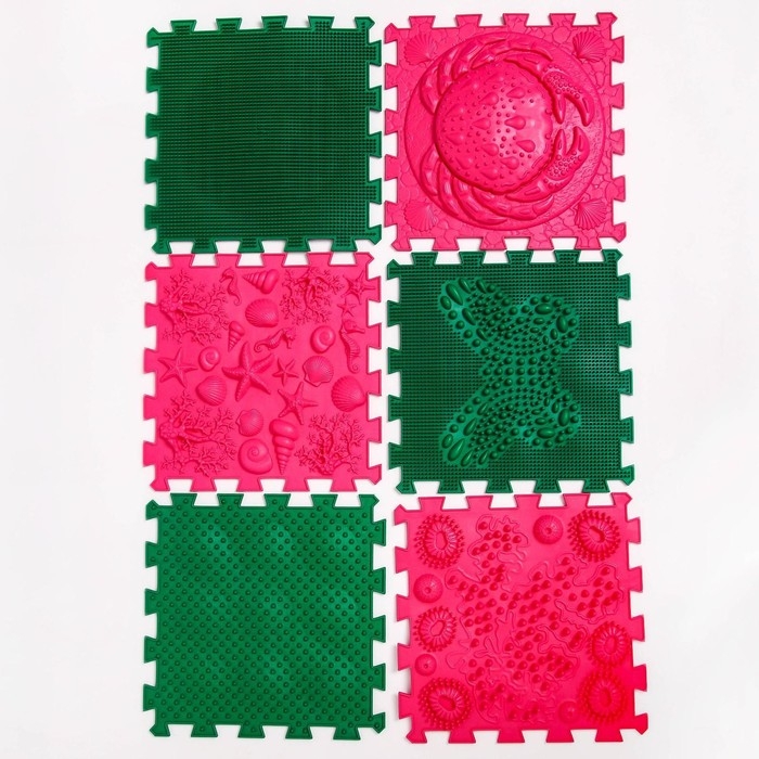 Модульный массажный коврик ОРТО ПАЗЛ «Ассорти», 12 модулей, цвет МИКС Модульный массажный коврик ОРТО ПАЗЛ «Ассорти», 12 модулей, цвет МИКС