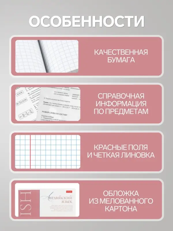 Предметная тетрадь по английскому языку Hatber &laquo;Буквица&raquo;, 48 листов, в клетку, со справочным материалом, обложка из мелованного картона