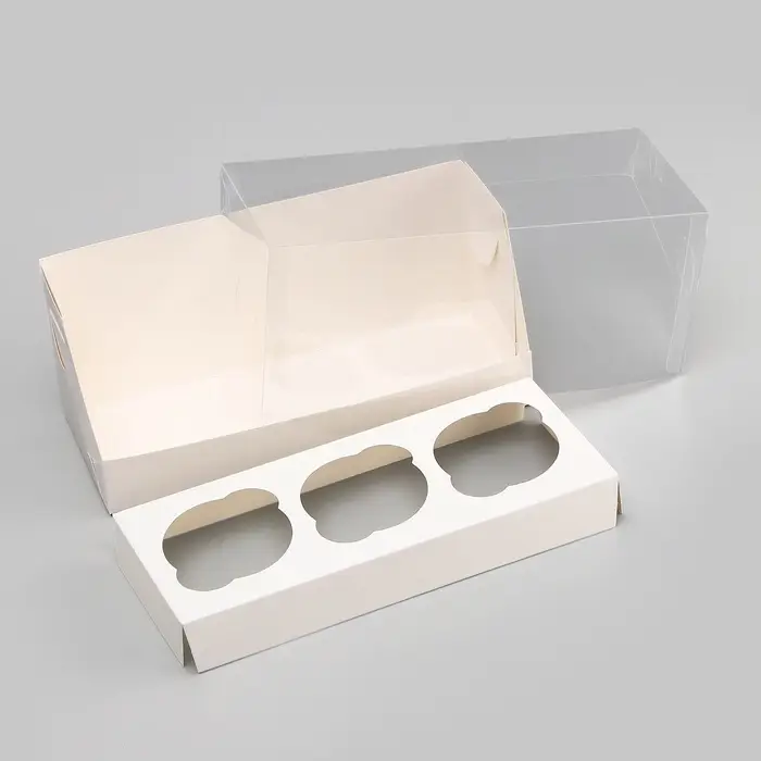 Коробка для 3 капкейка 24&times;10&times;10 см, белый